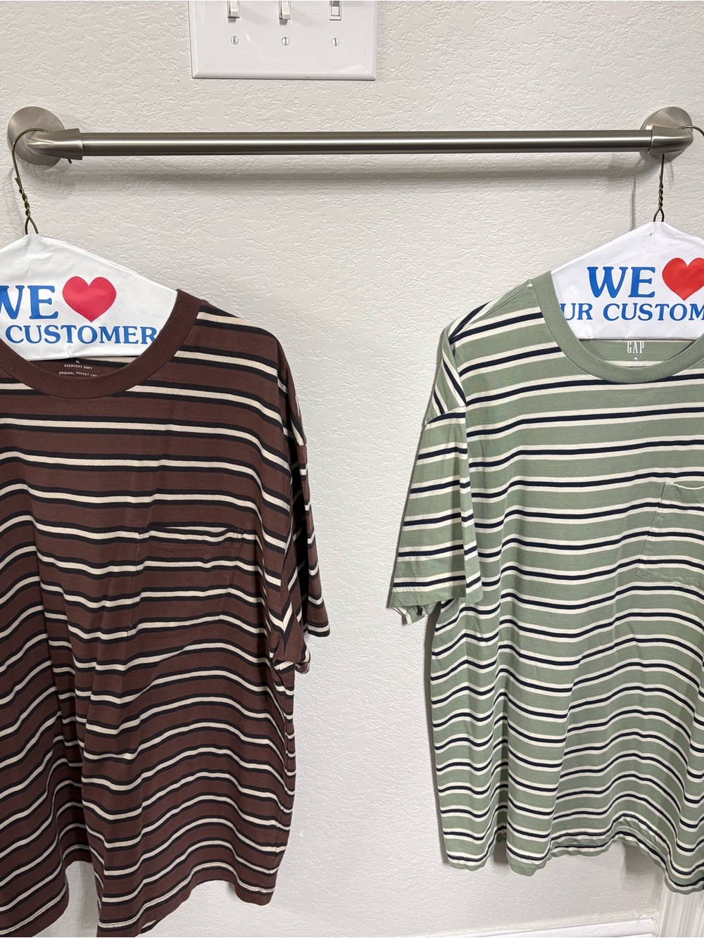 2 Striped Pocket Men’s pocket Tee - Green and Brown